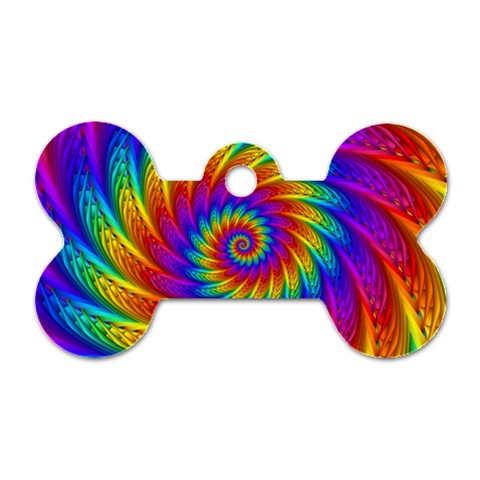 Psychedelic Rainbow Spiral Dog Tag Bone (One Side) from ArtsNow.com Front