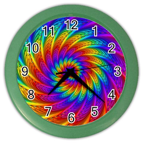 Psychedelic Rainbow Spiral Color Wall Clock from ArtsNow.com Front