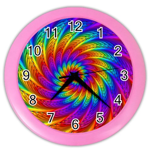 Psychedelic Rainbow Spiral Color Wall Clock from ArtsNow.com Front