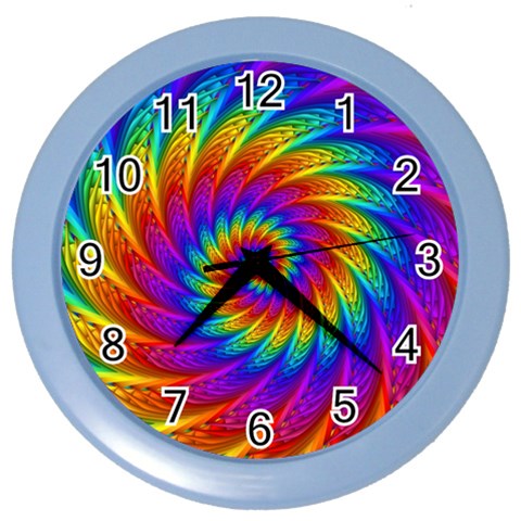 Psychedelic Rainbow Spiral Color Wall Clock from ArtsNow.com Front