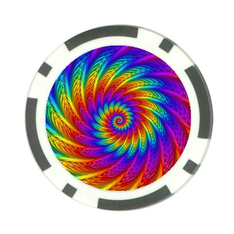 Psychedelic Rainbow Spiral Poker Chip Card Guard from ArtsNow.com Front