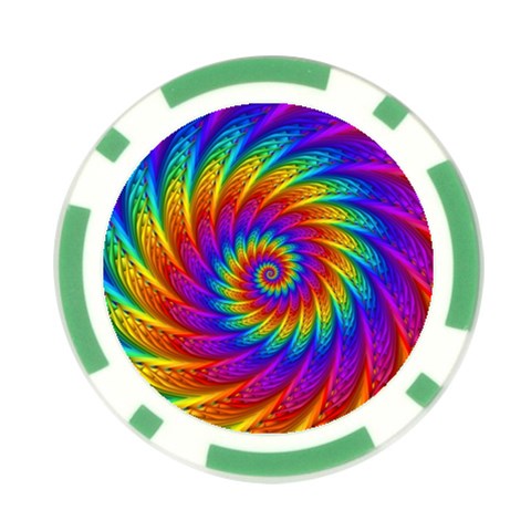 Psychedelic Rainbow Spiral Poker Chip Card Guard from ArtsNow.com Front