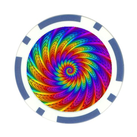 Psychedelic Rainbow Spiral Poker Chip Card Guard from ArtsNow.com Front