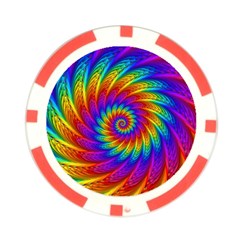 Psychedelic Rainbow Spiral Poker Chip Card Guard from ArtsNow.com Front