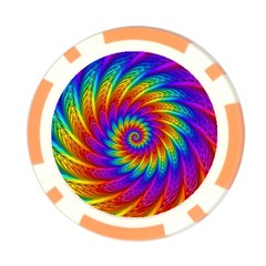 Psychedelic Rainbow Spiral Poker Chip Card Guard from ArtsNow.com Front