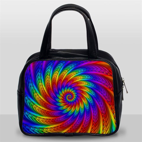 Psychedelic Rainbow Spiral Classic Handbag (Two Sides) from ArtsNow.com Front