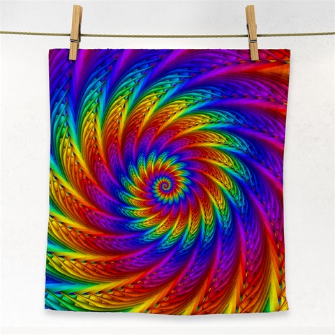 Psychedelic Rainbow Spiral Face Towel from ArtsNow.com Front