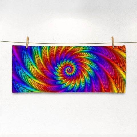 Psychedelic Rainbow Spiral Hand Towel from ArtsNow.com Front