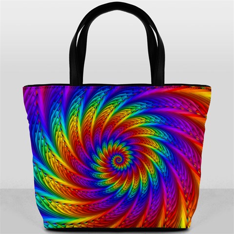 Psychedelic Rainbow Spiral Bucket Bag from ArtsNow.com Front