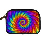 Psychedelic Rainbow Spiral Digital Camera Leather Case