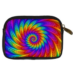 Psychedelic Rainbow Spiral Digital Camera Leather Case from ArtsNow.com Back