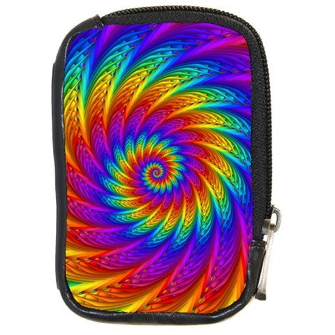 Psychedelic Rainbow Spiral Compact Camera Leather Case from ArtsNow.com Front