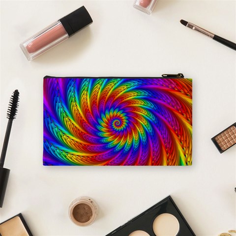 Psychedelic Rainbow Spiral Cosmetic Bag (Small) from ArtsNow.com Back