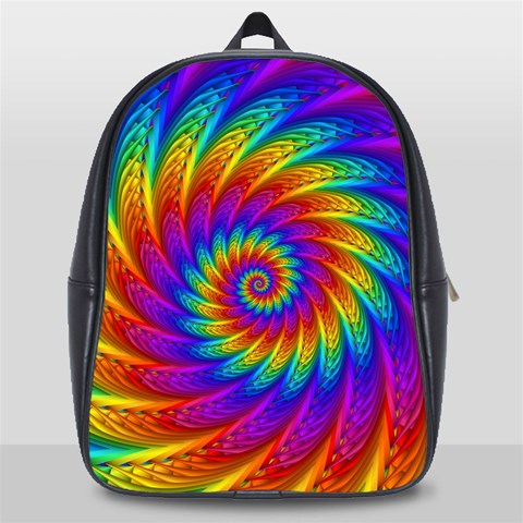 Psychedelic Rainbow Spiral School Bag (Large) from ArtsNow.com Front