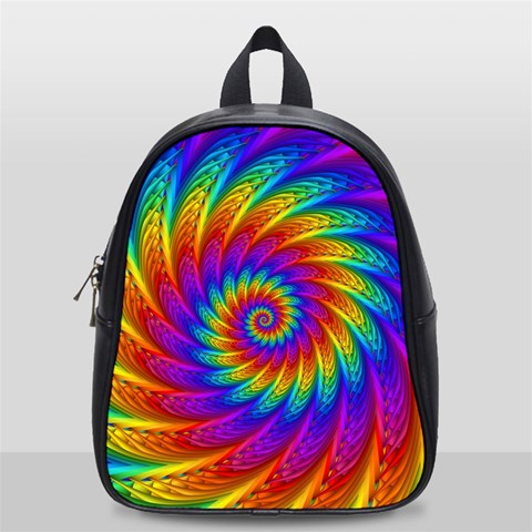 Psychedelic Rainbow Spiral School Bag (Small) from ArtsNow.com Front