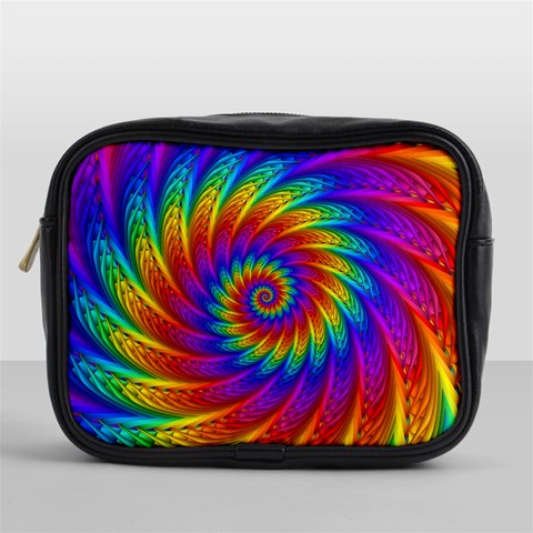 Psychedelic Rainbow Spiral Mini Toiletries Bag (One Side) from ArtsNow.com Front