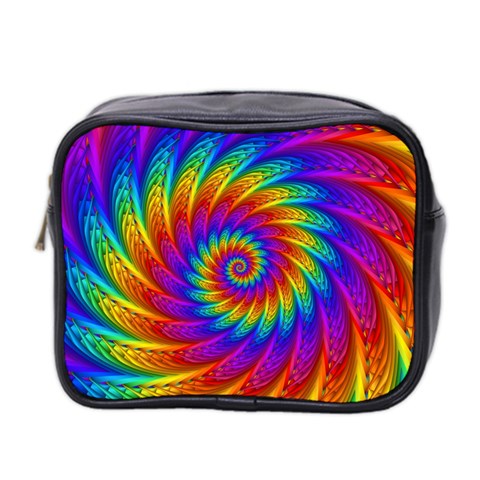 Psychedelic Rainbow Spiral Mini Toiletries Bag (Two Sides) from ArtsNow.com Front