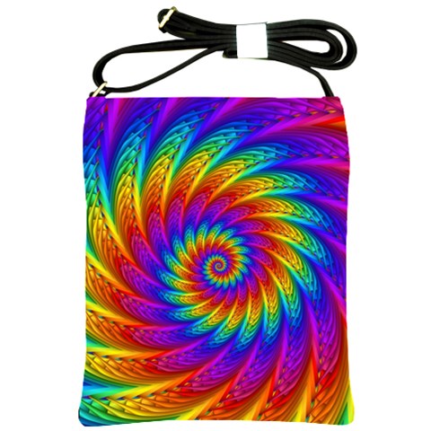 Psychedelic Rainbow Spiral Shoulder Sling Bag from ArtsNow.com Front