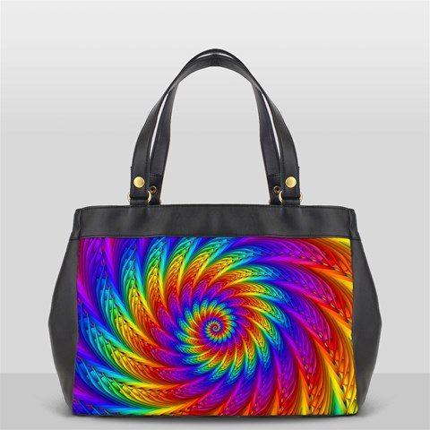 Psychedelic Rainbow Spiral Oversize Office Handbag from ArtsNow.com Front