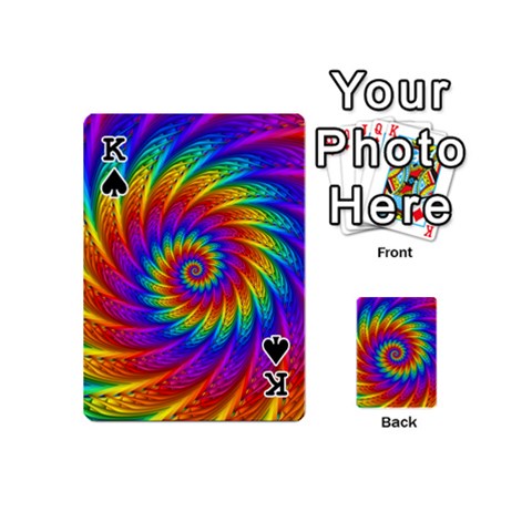 King Psychedelic Rainbow Spiral Playing Cards 54 (Mini) from ArtsNow.com Front - SpadeK