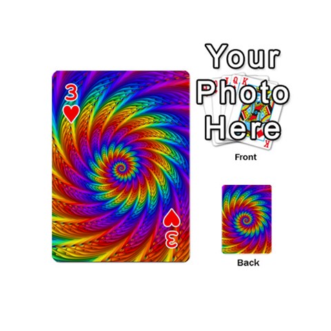 Psychedelic Rainbow Spiral Playing Cards 54 (Mini) from ArtsNow.com Front - Heart3