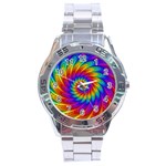 Psychedelic Rainbow Spiral Stainless Steel Analogue Watch