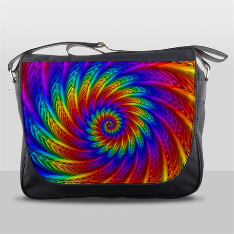 Psychedelic Rainbow Spiral Messenger Bag from ArtsNow.com Front