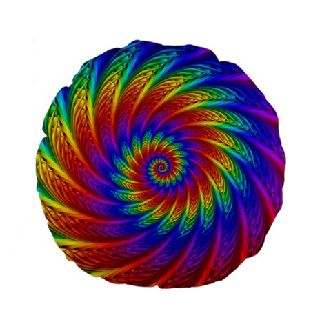 Psychedelic Rainbow Spiral Standard 15  Premium Round Cushion  from ArtsNow.com Front