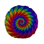 Psychedelic Rainbow Spiral Standard 15  Premium Round Cushion 