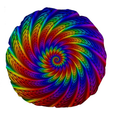 Psychedelic Rainbow Spiral Large 18  Premium Round Cushion  from ArtsNow.com Front