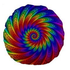 Psychedelic Rainbow Spiral Large 18  Premium Round Cushion  from ArtsNow.com Front