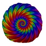 Psychedelic Rainbow Spiral Large 18  Premium Round Cushion 