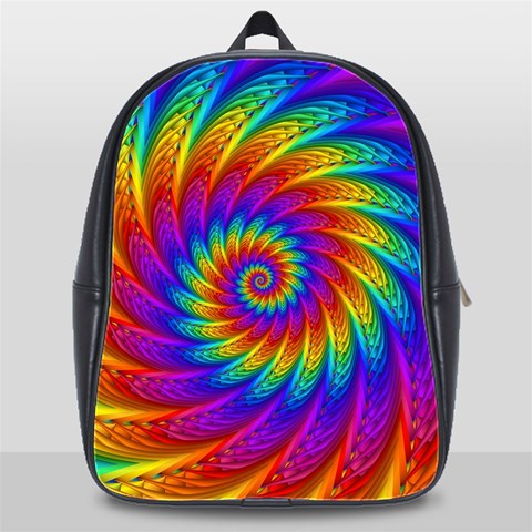 Psychedelic Rainbow Spiral School Bag (XL) from ArtsNow.com Front