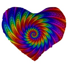 Psychedelic Rainbow Spiral Large 19  Premium Heart Shape Cushion from ArtsNow.com Front