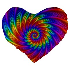 Psychedelic Rainbow Spiral Large 19  Premium Heart Shape Cushion from ArtsNow.com Back