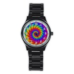 Psychedelic Rainbow Spiral Stainless Steel Round Watch