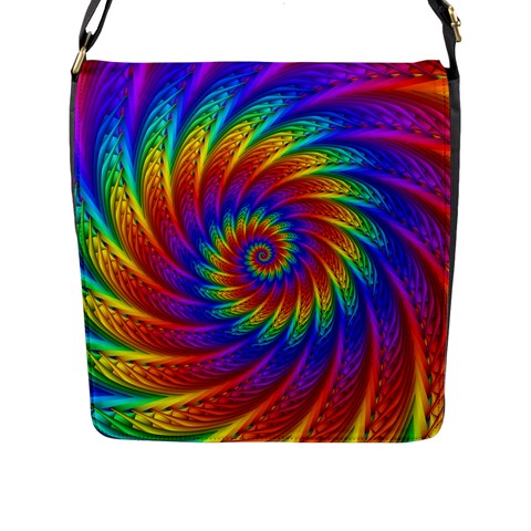 Psychedelic Rainbow Spiral Flap Closure Messenger Bag (L) from ArtsNow.com Front