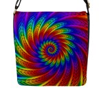 Psychedelic Rainbow Spiral Flap Closure Messenger Bag (L)