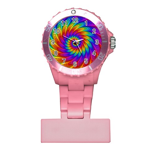 Psychedelic Rainbow Spiral Plastic Nurses Watch from ArtsNow.com Front