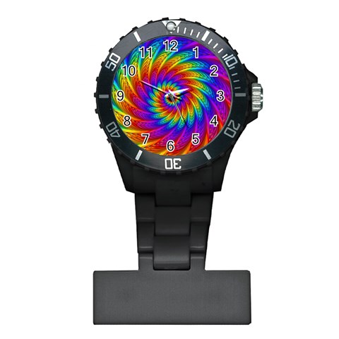 Psychedelic Rainbow Spiral Plastic Nurses Watch from ArtsNow.com Front