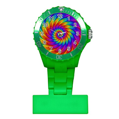 Psychedelic Rainbow Spiral Plastic Nurses Watch from ArtsNow.com Front