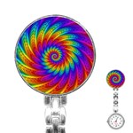 Psychedelic Rainbow Spiral Stainless Steel Nurses Watch