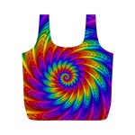 Psychedelic Rainbow Spiral Full Print Recycle Bag (M)