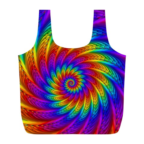 Psychedelic Rainbow Spiral Full Print Recycle Bag (L) from ArtsNow.com Front