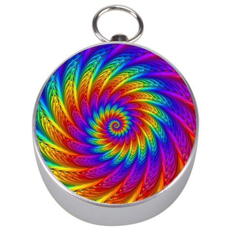 Psychedelic Rainbow Spiral Silver Compass from ArtsNow.com Front