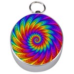 Psychedelic Rainbow Spiral Silver Compass