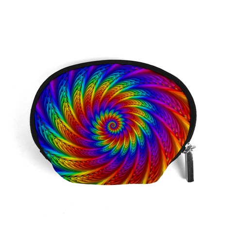 Psychedelic Rainbow Spiral Accessory Pouch (Small) from ArtsNow.com Front