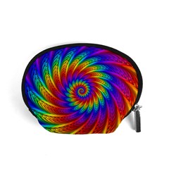 Psychedelic Rainbow Spiral Accessory Pouch (Small) from ArtsNow.com Front