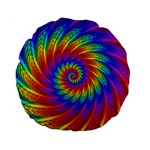 Psychedelic Rainbow Spiral Standard 15  Premium Flano Round Cushion 