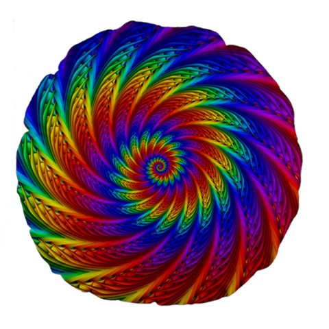 Psychedelic Rainbow Spiral Large 18  Premium Flano Round Cushion  from ArtsNow.com Front